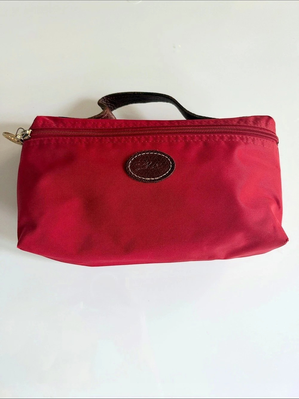 Longchamp Le Pliage Cosmetic Case Red & Brown